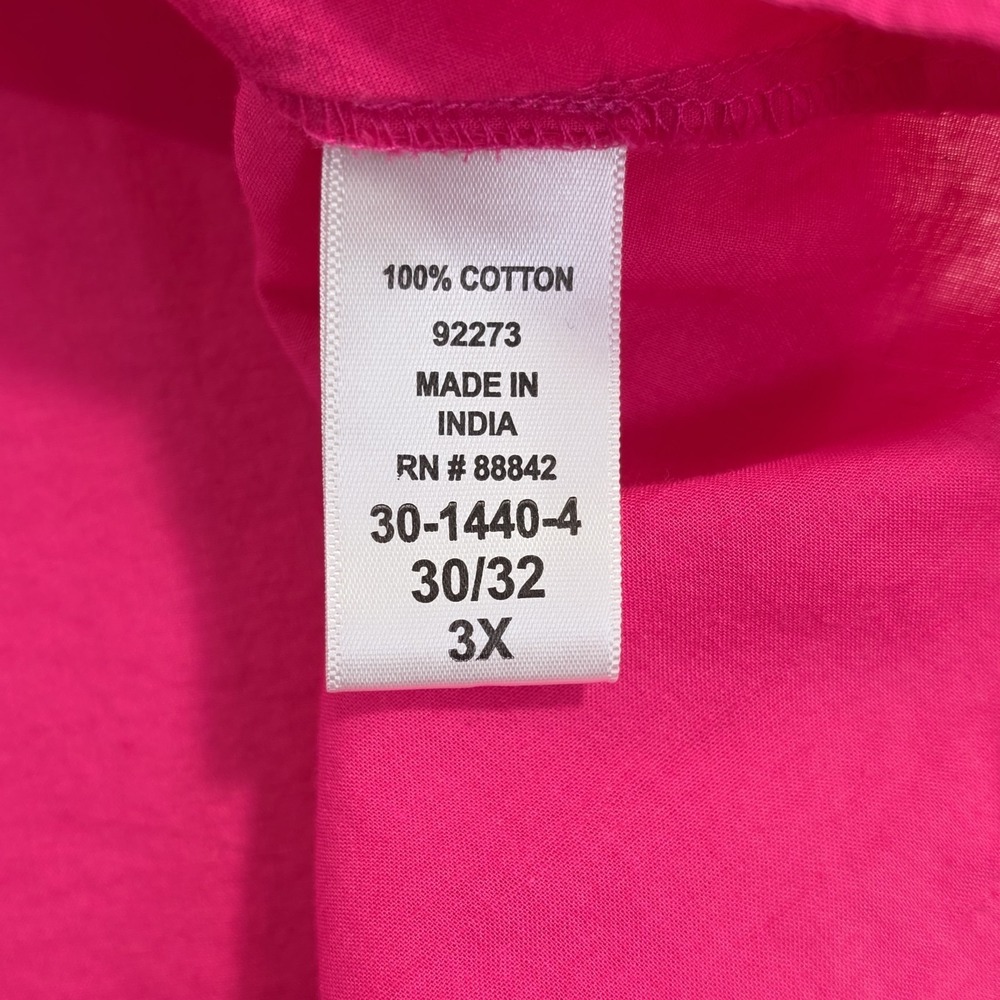 Woman Within V-Neck Tunic Top 3X (30/32) Bright Fuchsia Henley - Picture 5 of 12